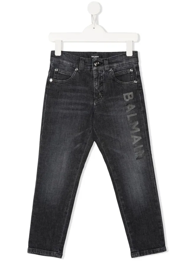 Balmain Kids Balmain Kids ロゴプリント・ストレートデニムの商品画像