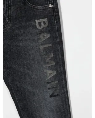 Balmain Kids ロゴプリント・ストレートデニム - サムネイル3