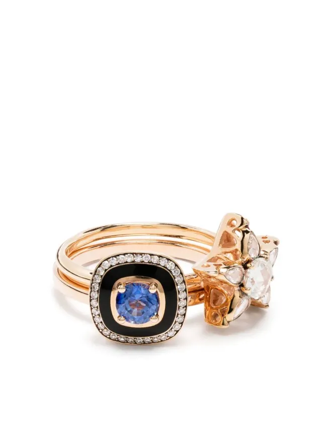 Selim Mouzannar Selim Mouzannar 18kt ローズゴールド Mina ダイヤモンドとサファイアのリングセット - ピンクの商品画像