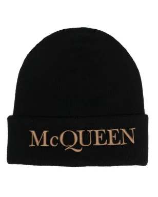 Alexander McQueen 刺繍ロゴ入りリブ編みビーニー - サムネイル1