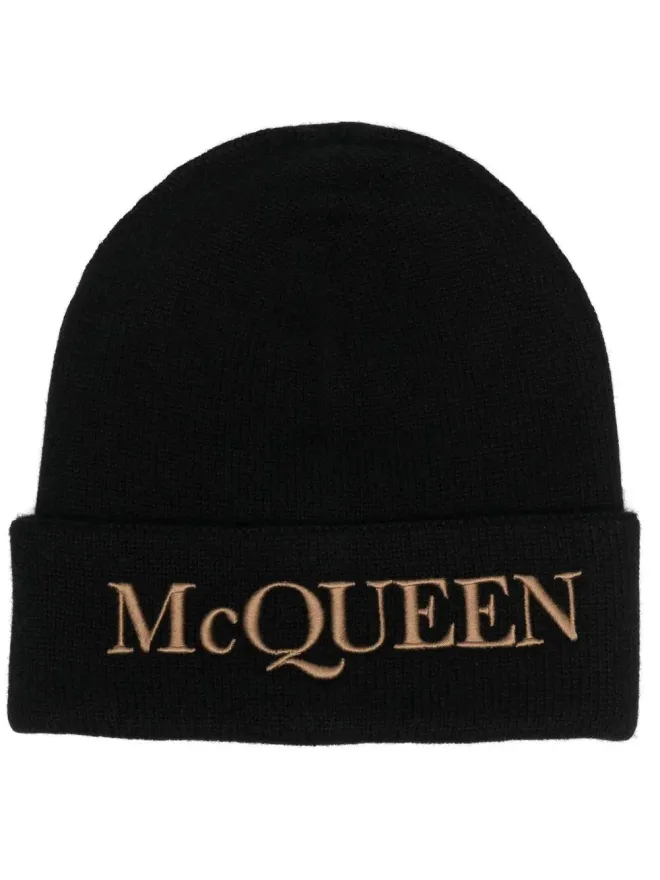 Alexander McQueen Alexander McQueen 刺繍ロゴ入りリブ編みビーニーの商品画像