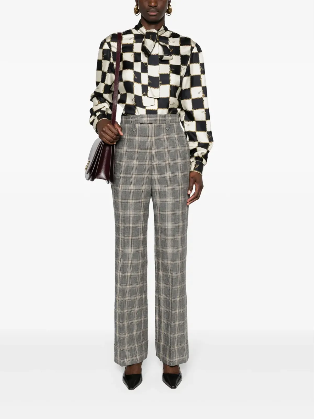 Gucci チェック柄ストレートパンツ - グレー - 画像2