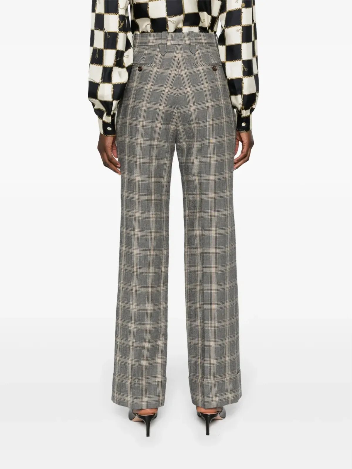 Gucci チェック柄ストレートパンツ - グレー - 画像4
