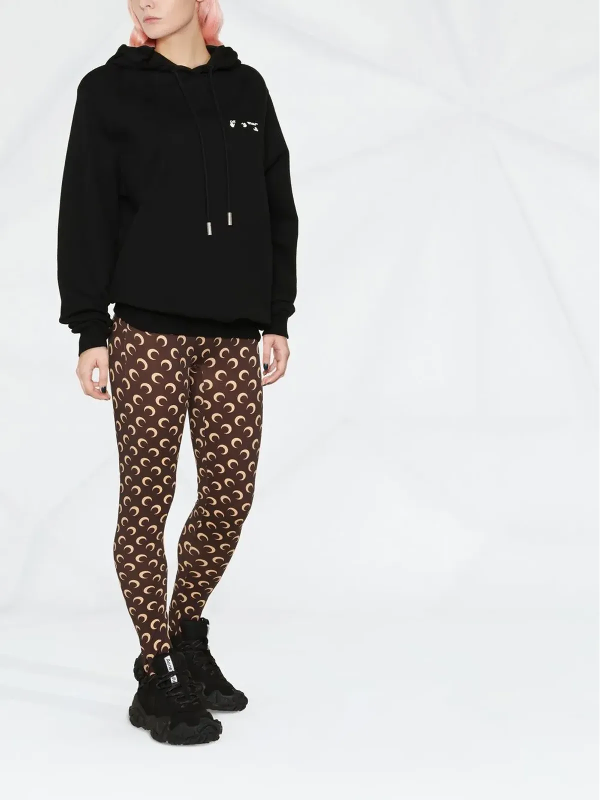 Marine Serre Fuseaux crescent moon-print stirrup leggings - 画像2