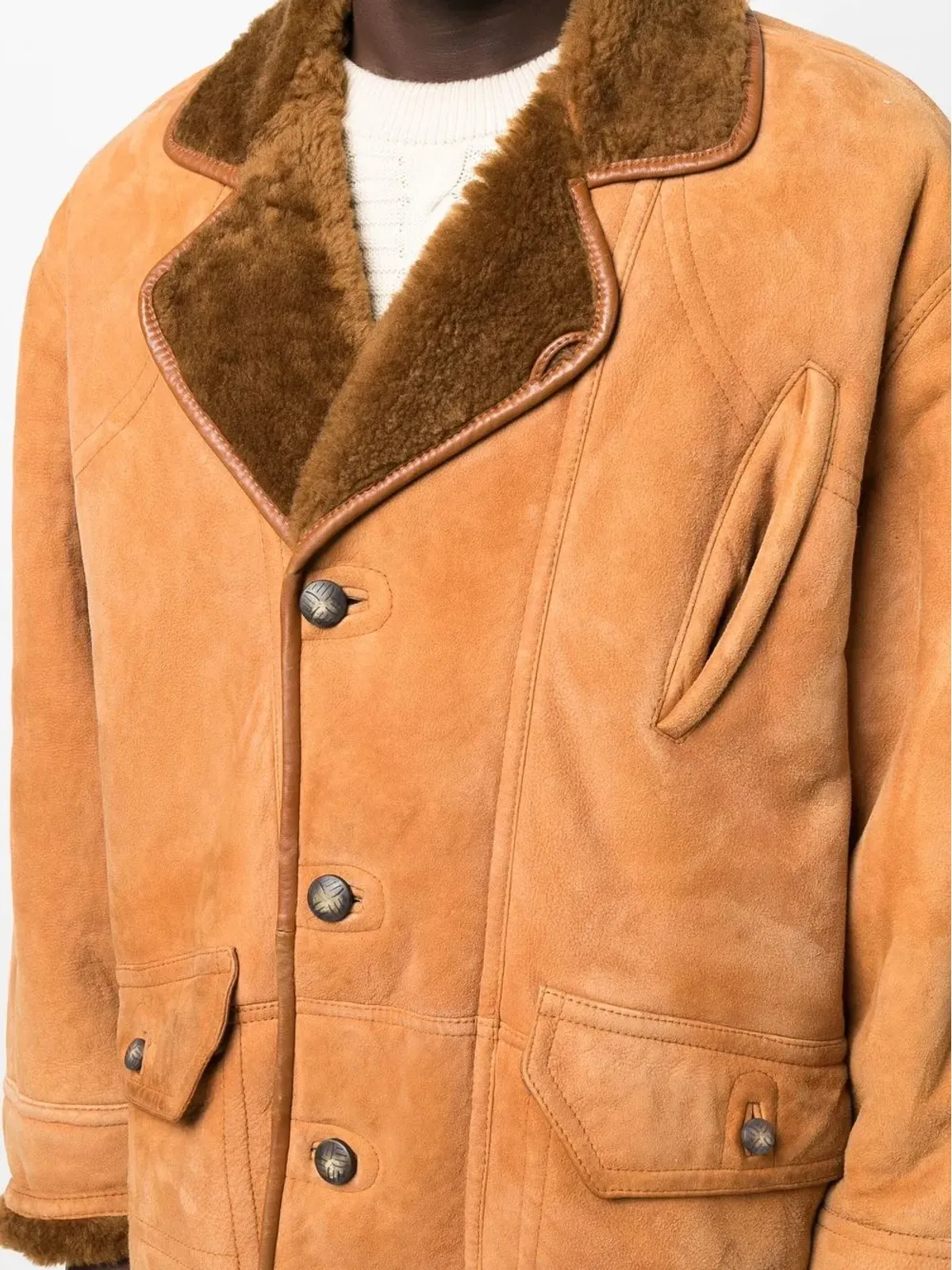 A.N.G.E.L.O. Vintage Cult 1980s shearling-lined leather jacket - Brown - 画像5