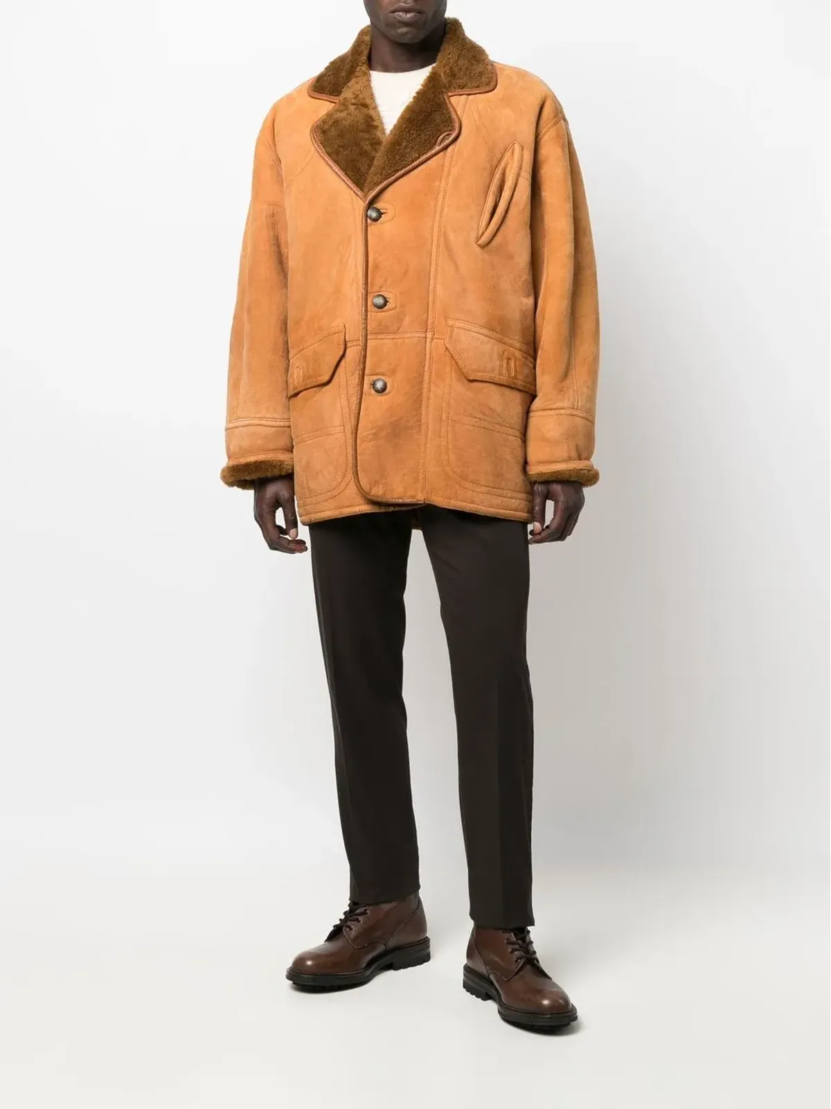 A.N.G.E.L.O. Vintage Cult 1980s shearling-lined leather jacket - Brown - 画像2