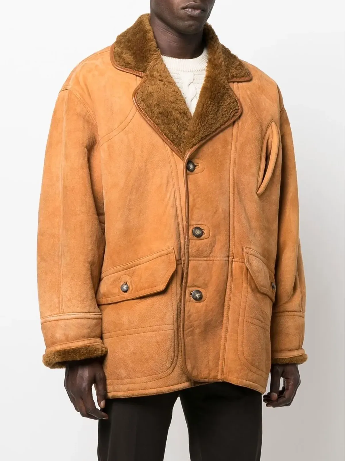 A.N.G.E.L.O. Vintage Cult 1980s shearling-lined leather jacket - Brown - 画像3