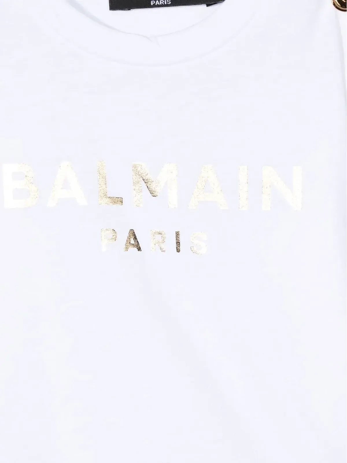 Balmain Kids メタリックロゴ長袖Tシャツ - 画像3