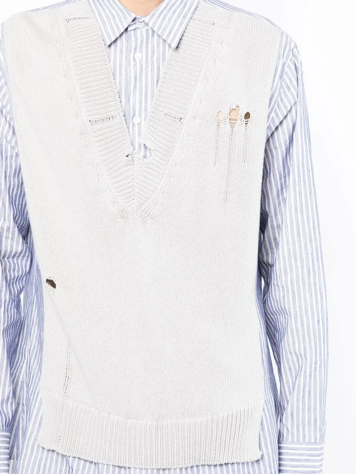 Maison Margiela 破れ加工のスプリットニットシャツ - 画像5