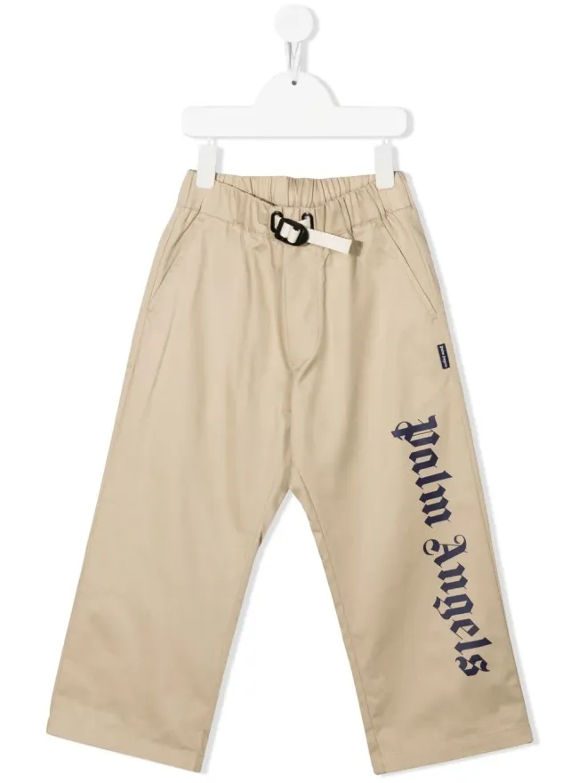 Palm Angels Kids Palm Angels Kids ロゴプリント・ストレートレッグパンツ - Neutralsの商品画像