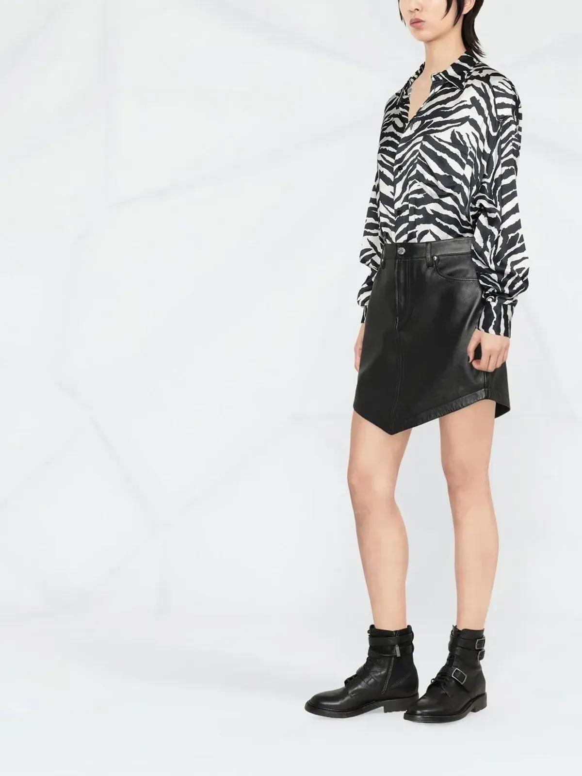 Alexandre Vauthier ハイウェストレザー ミニスカート - 画像3