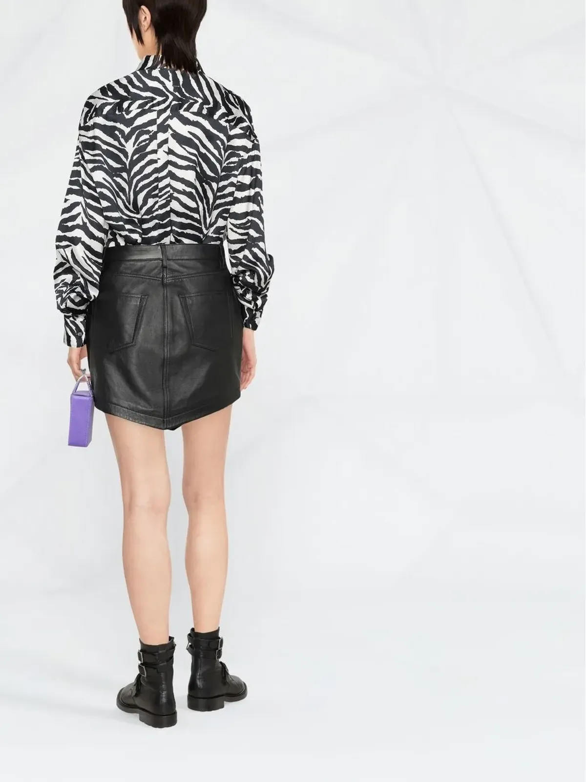 Alexandre Vauthier ハイウェストレザー ミニスカート - 画像4
