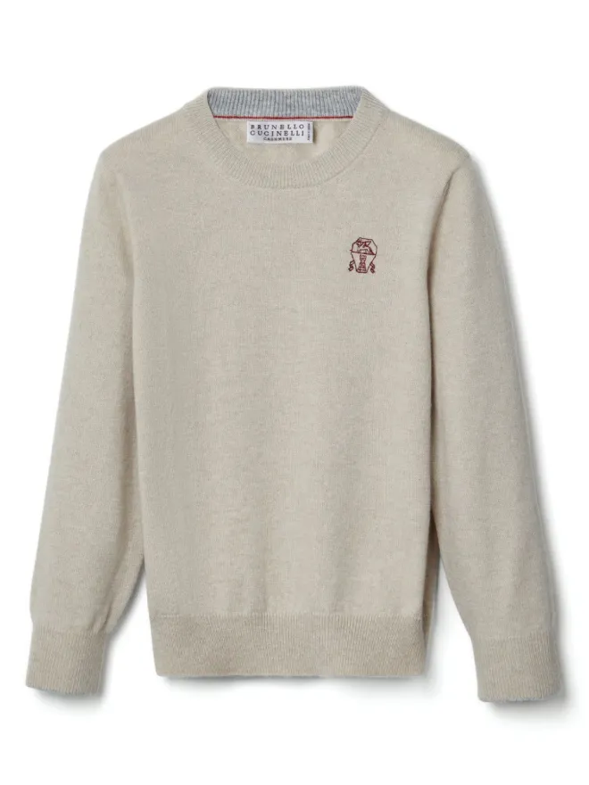 Brunello Cucinelli Kids Brunello Cucinelli Kids ロゴ刺繍カシミアスウェットシャツの商品画像