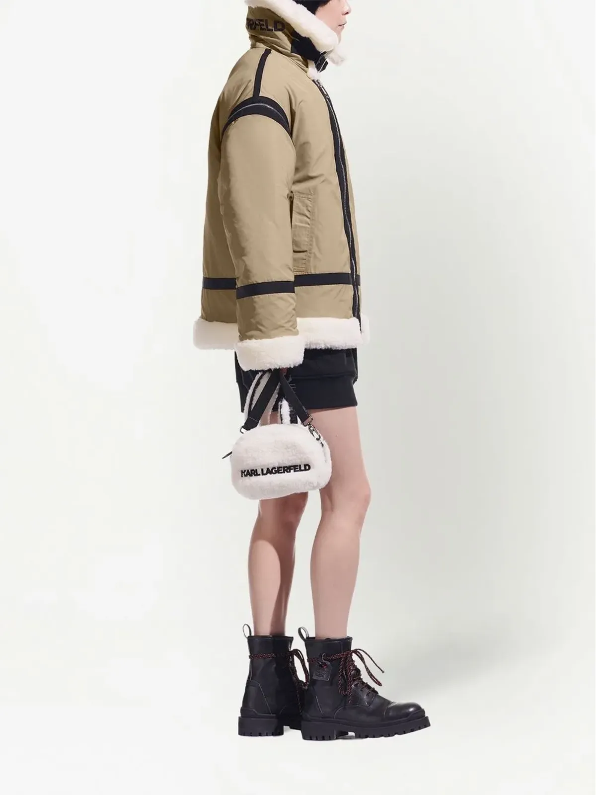 Karl Lagerfeld ファー付きバイカージャケット - 画像3