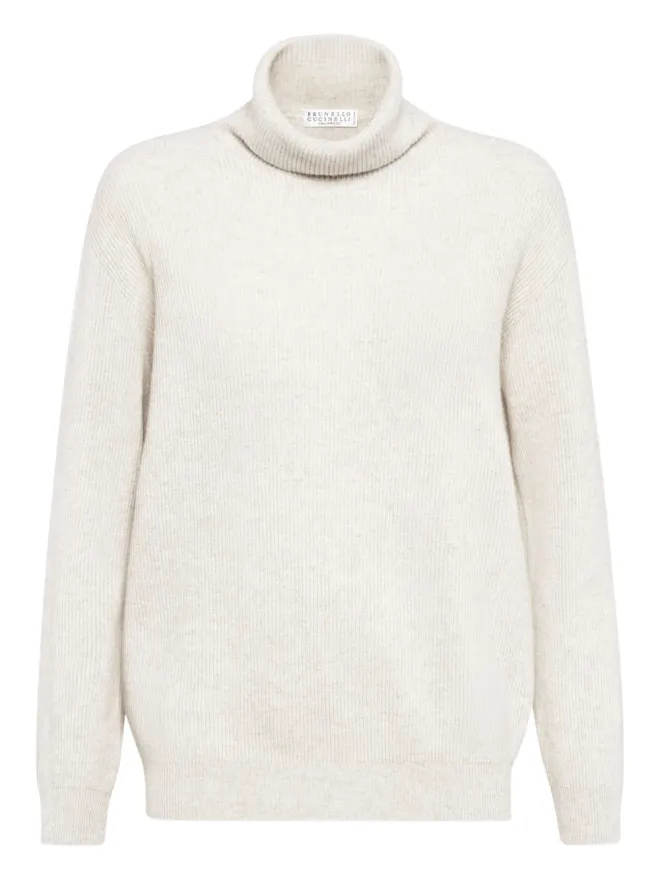 Brunello Cucinelli Brunello Cucinelli リブ編みカシミヤ ロールネック セーターの商品画像
