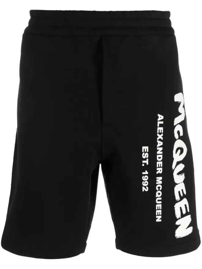 Alexander McQueen Alexander McQueen ロゴプリントショーツの商品画像