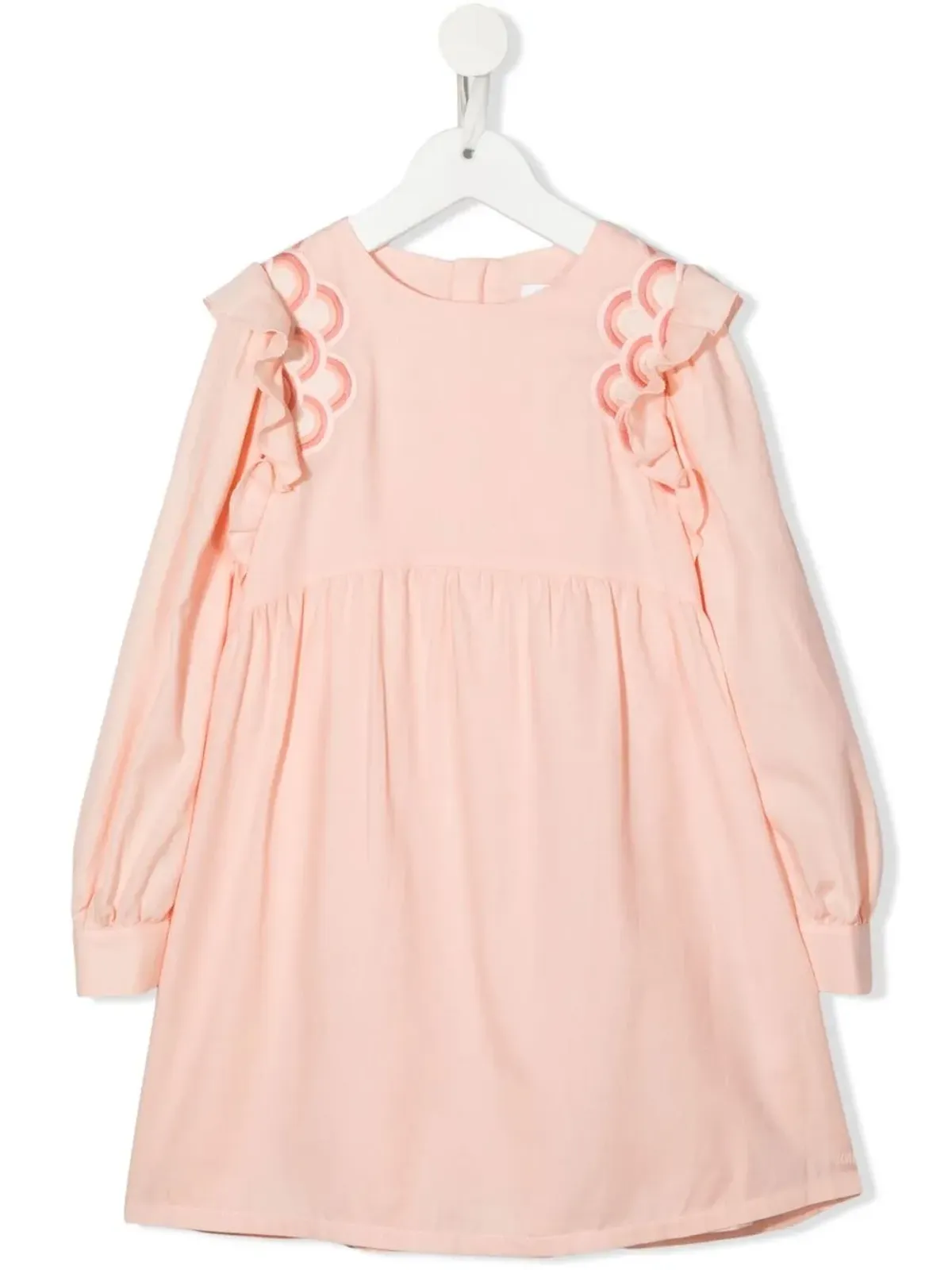 Chloé Kids 刺繍スカラップ ミディドレス - ピンク - 画像1