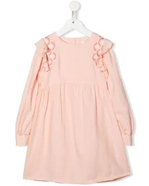 Chloé Kids 刺繍スカラップ ミディドレス - ピンク - サムネイル1