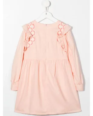 Chloé Kids 刺繍スカラップ ミディドレス - ピンク - サムネイル2