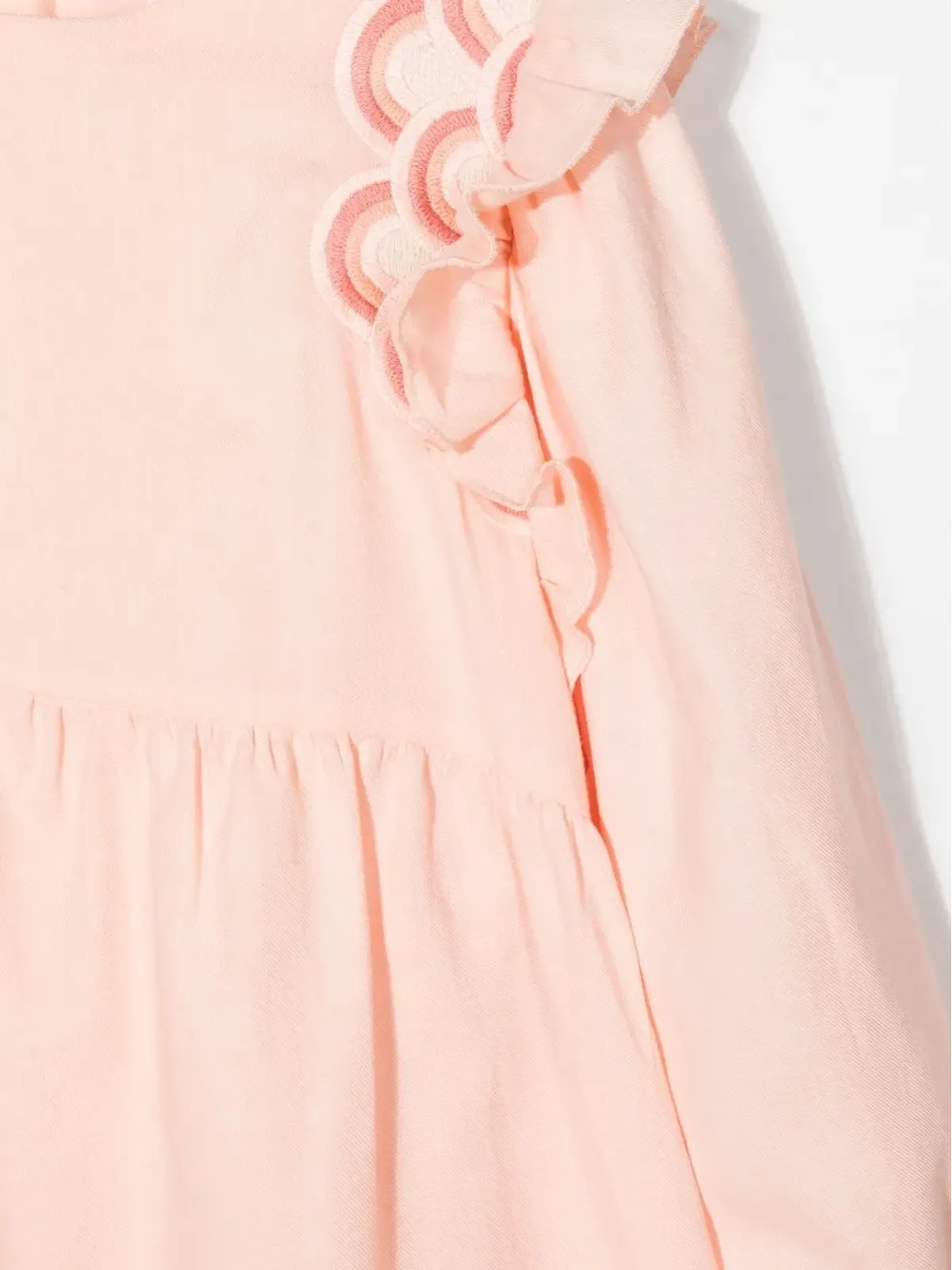 Chloé Kids 刺繍スカラップ ミディドレス - ピンク - 画像3