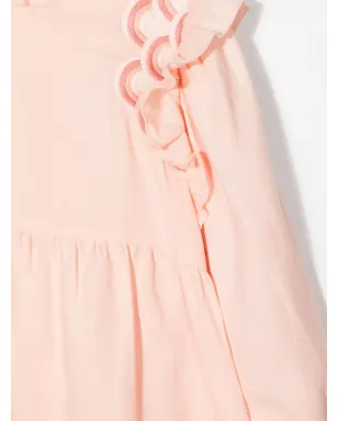 Chloé Kids 刺繍スカラップ ミディドレス - ピンク - サムネイル3