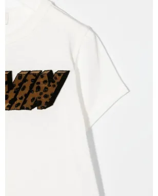 Lanvin Enfant レオパード ロゴプリント 半袖 Tシャツ - White - サムネイル3
