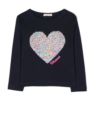 Billieblush スパンコールハート長袖Tシャツ - サムネイル1