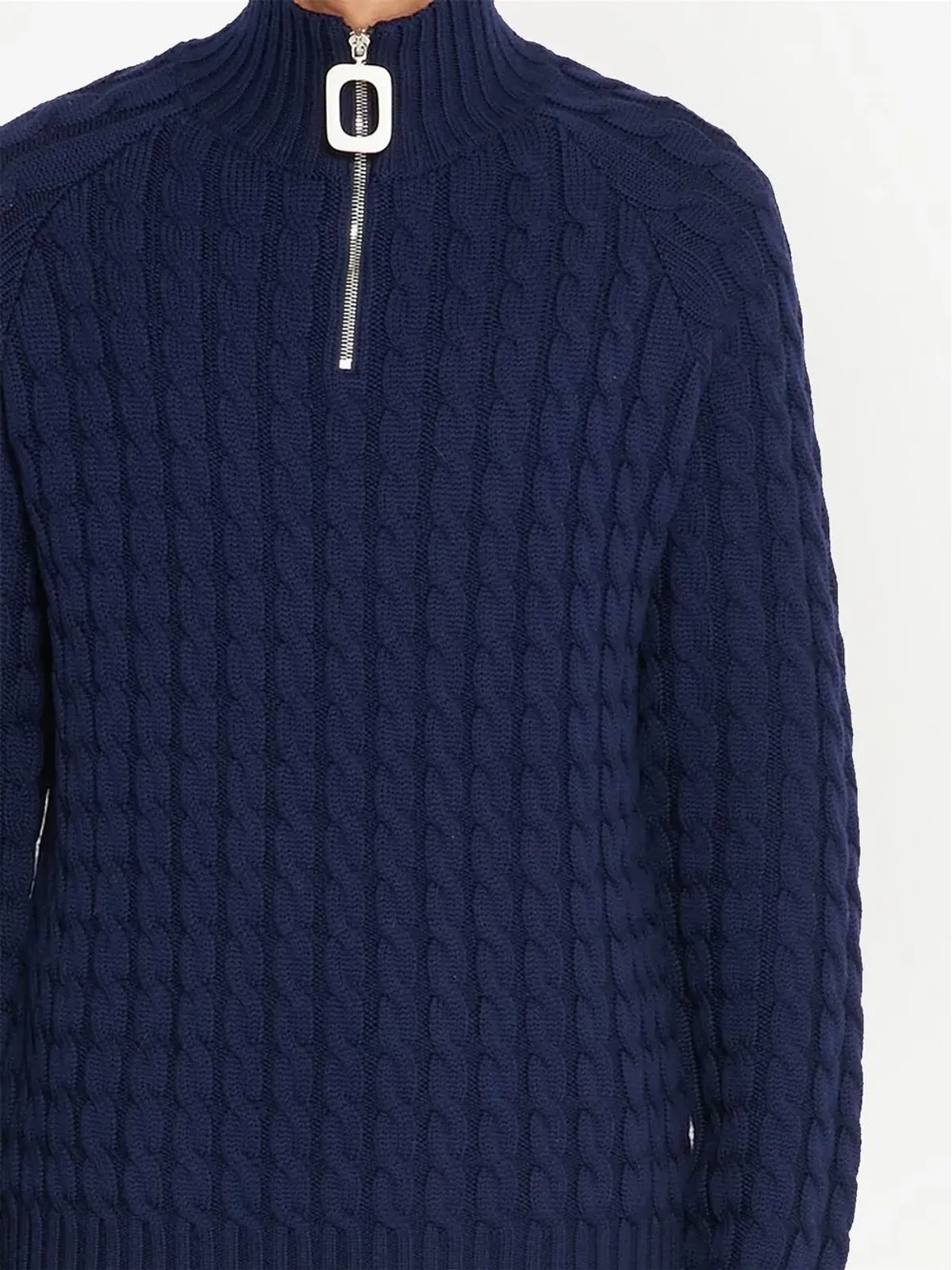 JW Anderson ヘンリーネック ケーブルニット ジャンパー - ブルー - 画像5