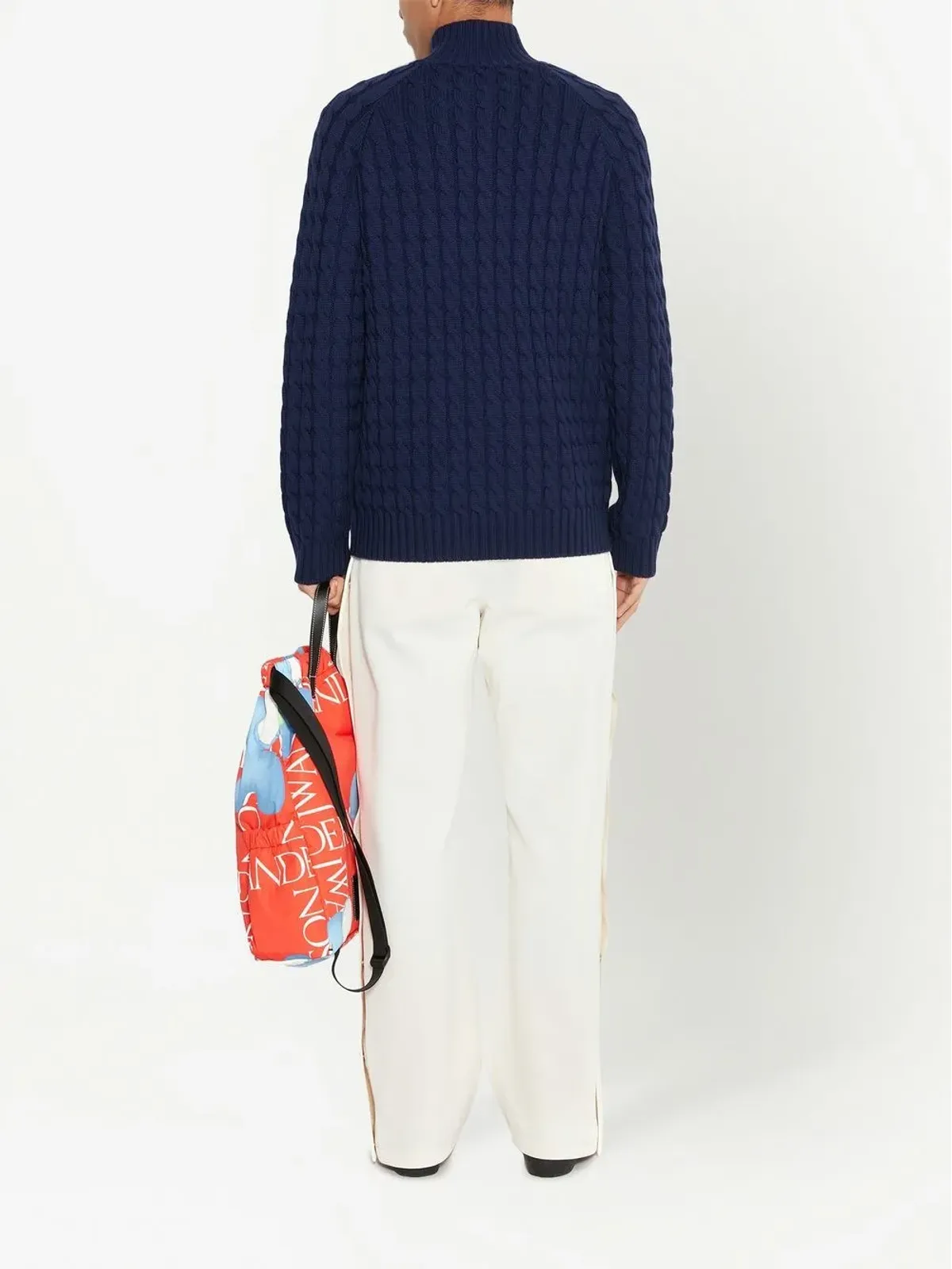 JW Anderson ヘンリーネック ケーブルニット ジャンパー - ブルー - 画像4