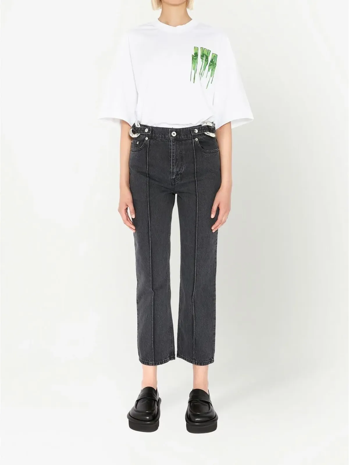 JW Anderson チェーンディテール・ストレートレッグ・クロップドジーンズ - 画像2