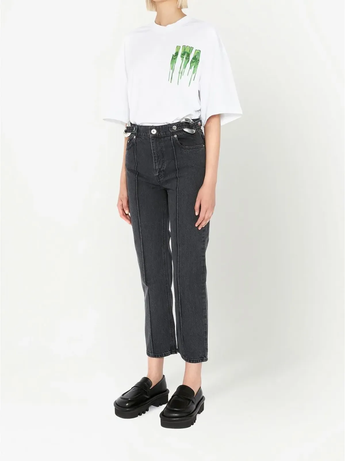 JW Anderson チェーンディテール・ストレートレッグ・クロップドジーンズ - 画像3