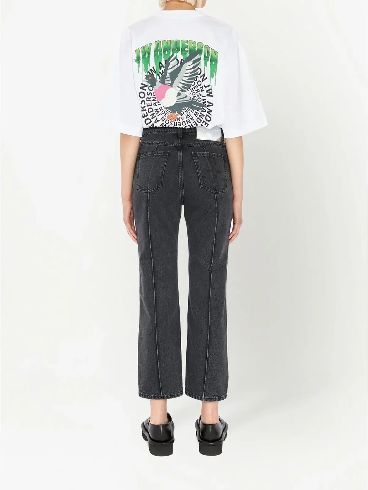 JW Anderson チェーンディテール・ストレートレッグ・クロップドジーンズ - 画像4