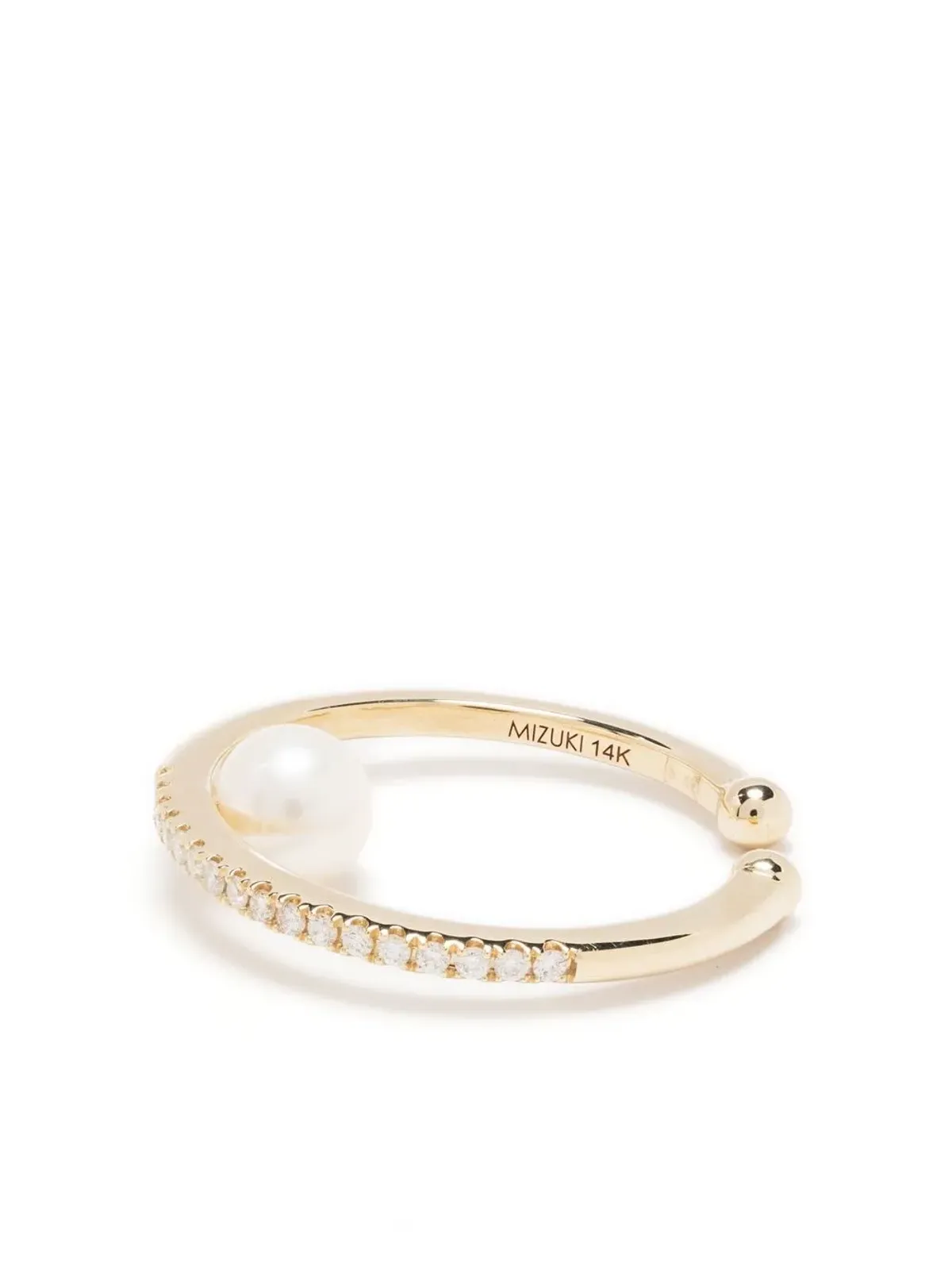 Mizuki 14kt Yellow Gold Sea of Beauty ダイヤモンドと淡水パールのイヤーカフ - 画像1