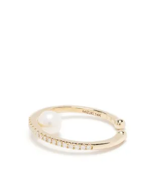 Mizuki 14kt Yellow Gold Sea of Beauty ダイヤモンドと淡水パールのイヤーカフ - サムネイル1
