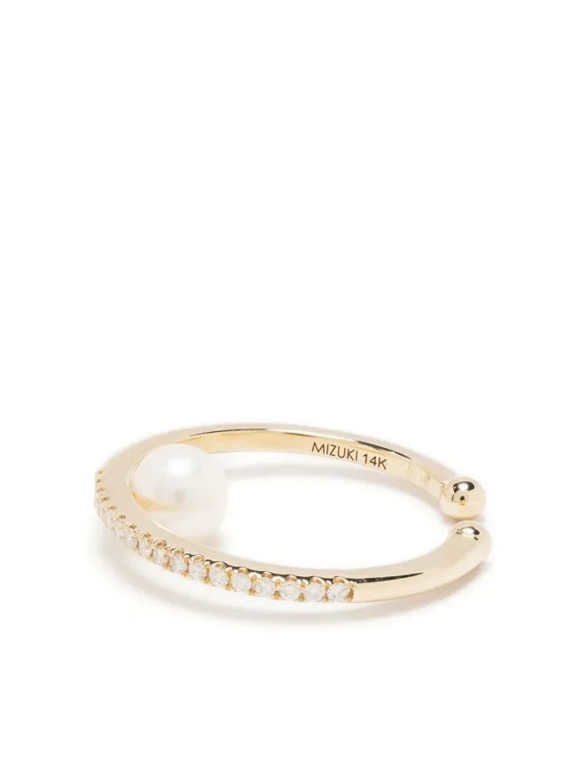 Mizuki Mizuki 14kt Yellow Gold Sea of Beauty ダイヤモンドと淡水パールのイヤーカフの商品画像