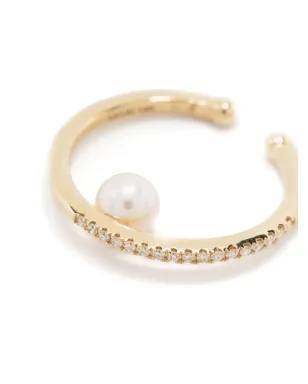 Mizuki 14kt Yellow Gold Sea of Beauty ダイヤモンドと淡水パールのイヤーカフ - サムネイル3