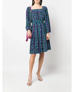 Saint Laurent Pre-Owned 1970s floral-print silk blouse-skirt set - ブルー - サムネイル2