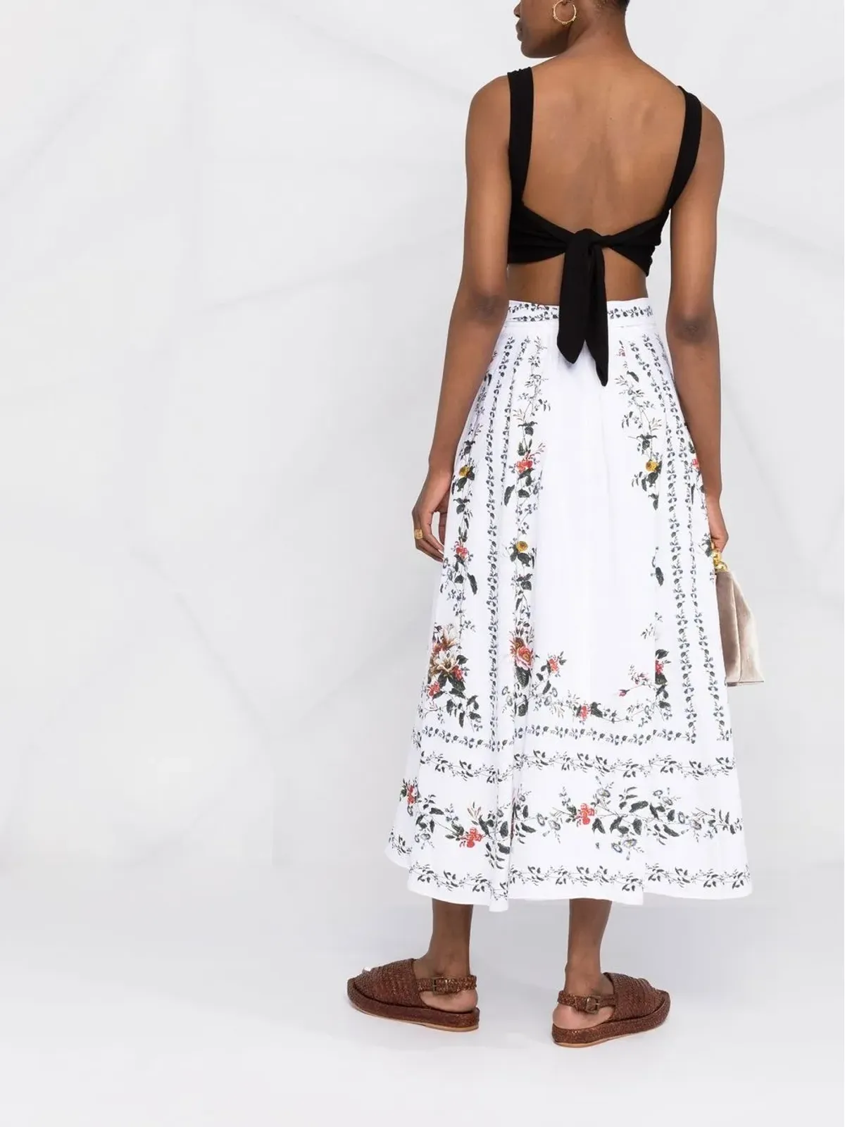 ERDEM ベルナデット リネン ミディスカート - 画像4
