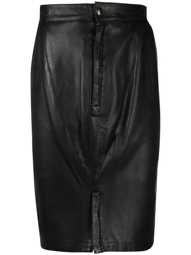 Alaïa Pre-Owned Alaïa ビンテージ 1980年代フィットレザースカート - ブラックの商品画像
