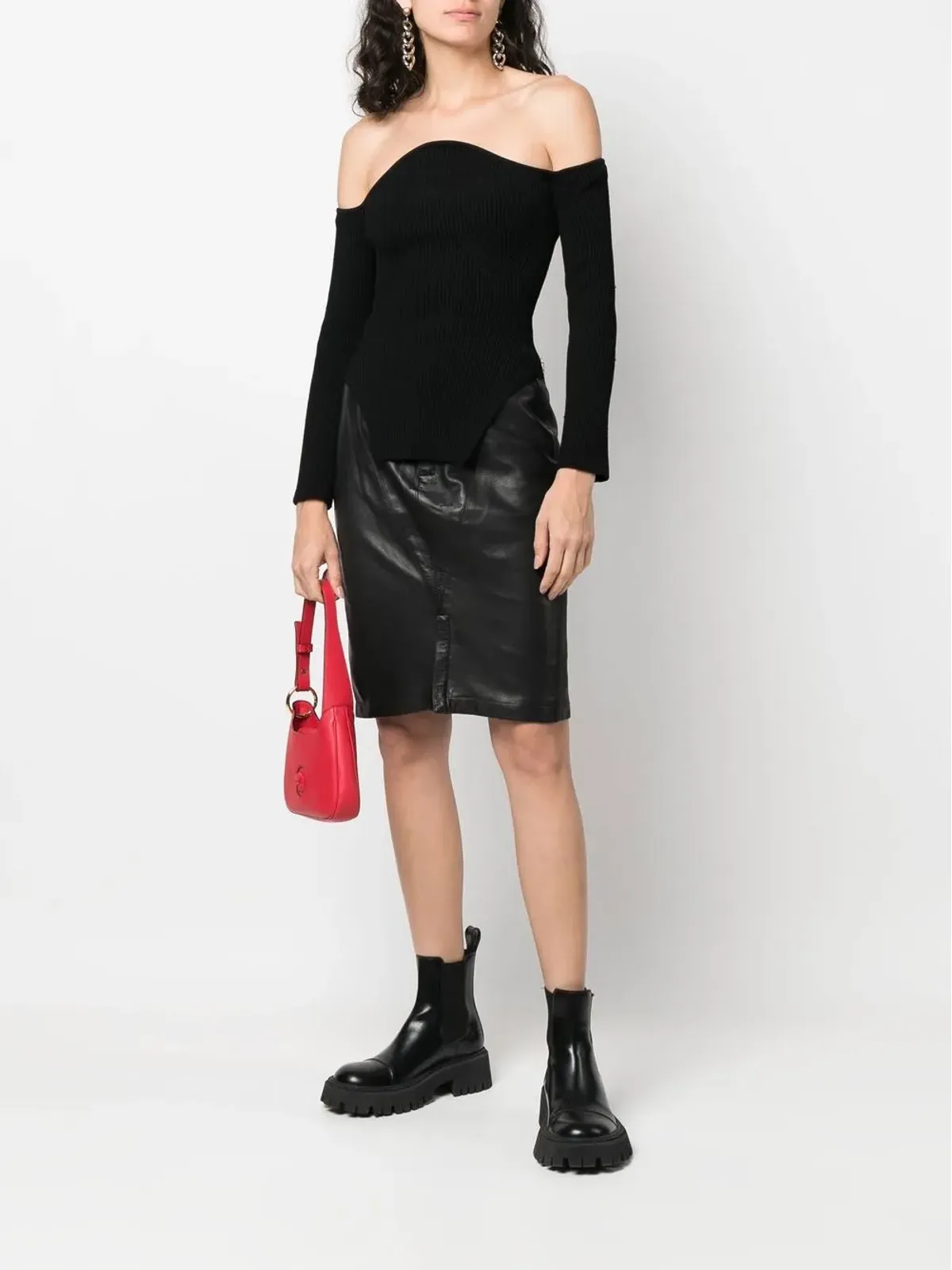 Alaïa ビンテージ 1980年代フィットレザースカート - ブラック - 画像2