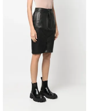 Alaïa ビンテージ 1980年代フィットレザースカート - ブラック - サムネイル3