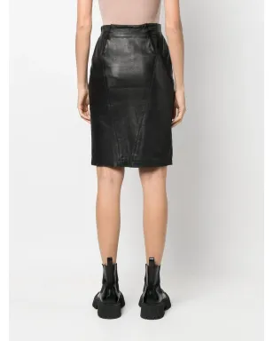 Alaïa ビンテージ 1980年代フィットレザースカート - ブラック - サムネイル4