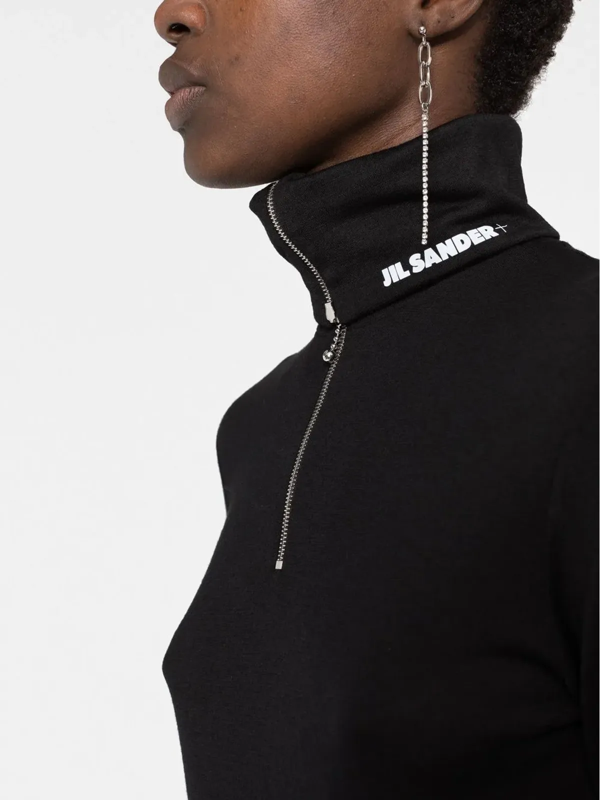 Jil Sander ロゴプリント ロールネック ニットトップ - 画像5