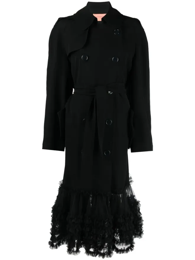 Viktor & Rolf Viktor & Rolf ファンシー フリルヘム トレンチコート - ブラックの商品画像