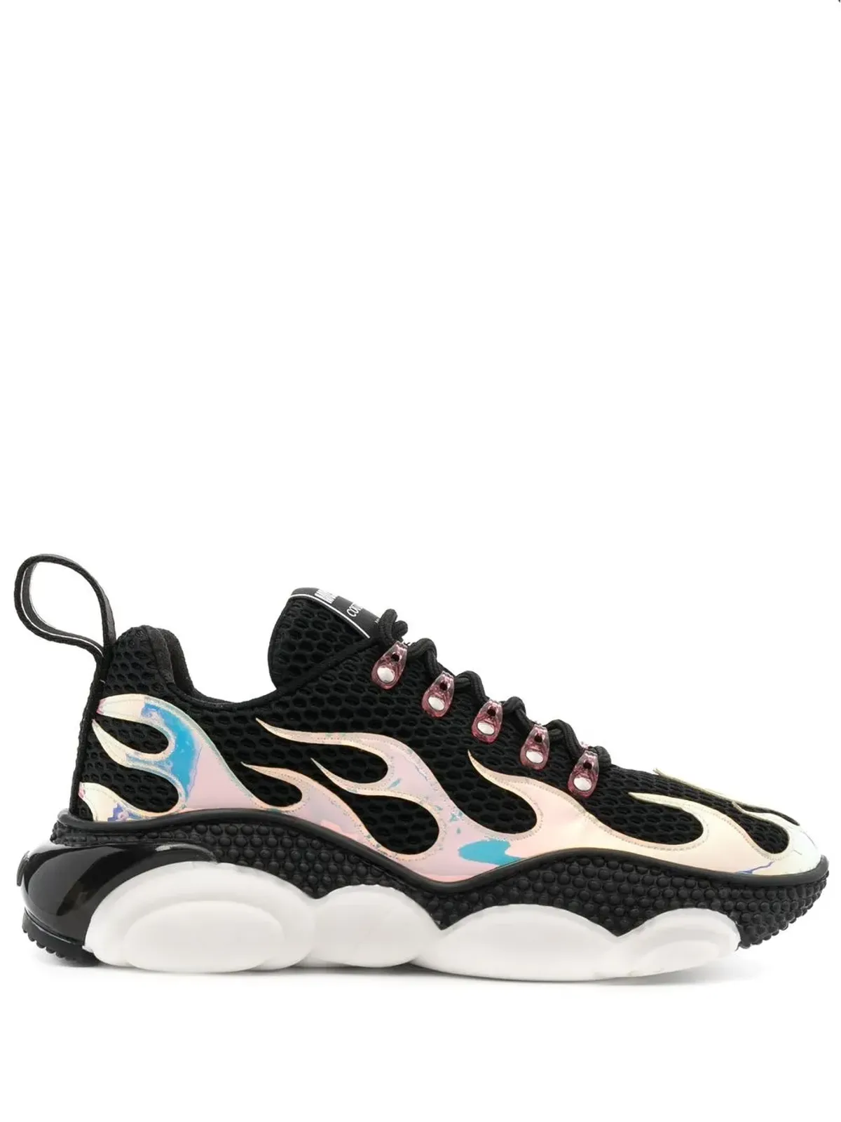Moschino flame-effect lace-up sneakers - Black - 画像1