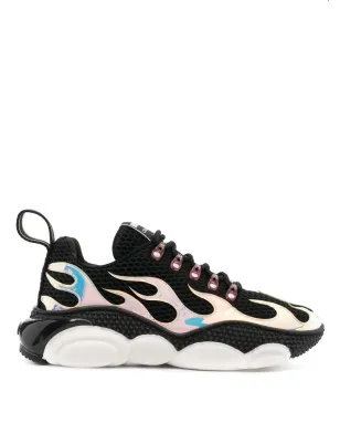 Moschino flame-effect lace-up sneakers - Black - サムネイル1