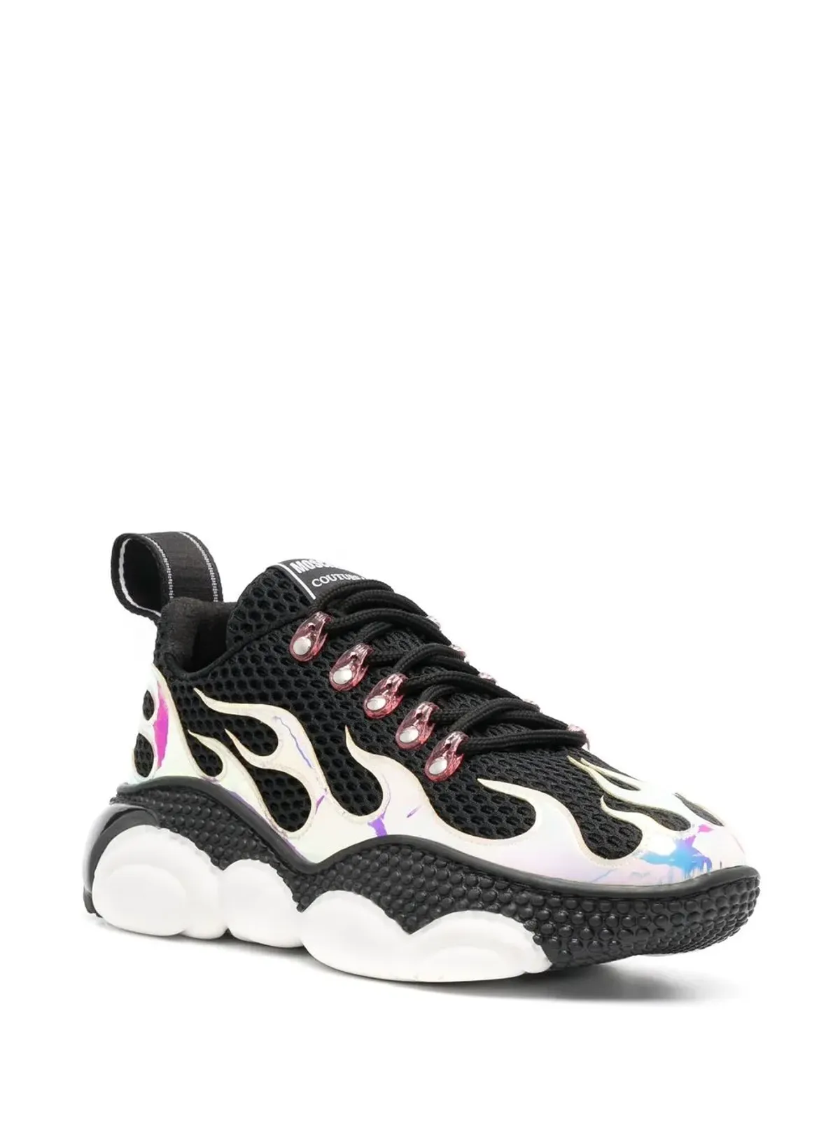 Moschino flame-effect lace-up sneakers - Black - 画像2
