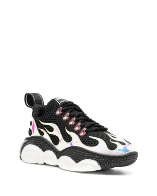Moschino flame-effect lace-up sneakers - Black - サムネイル2