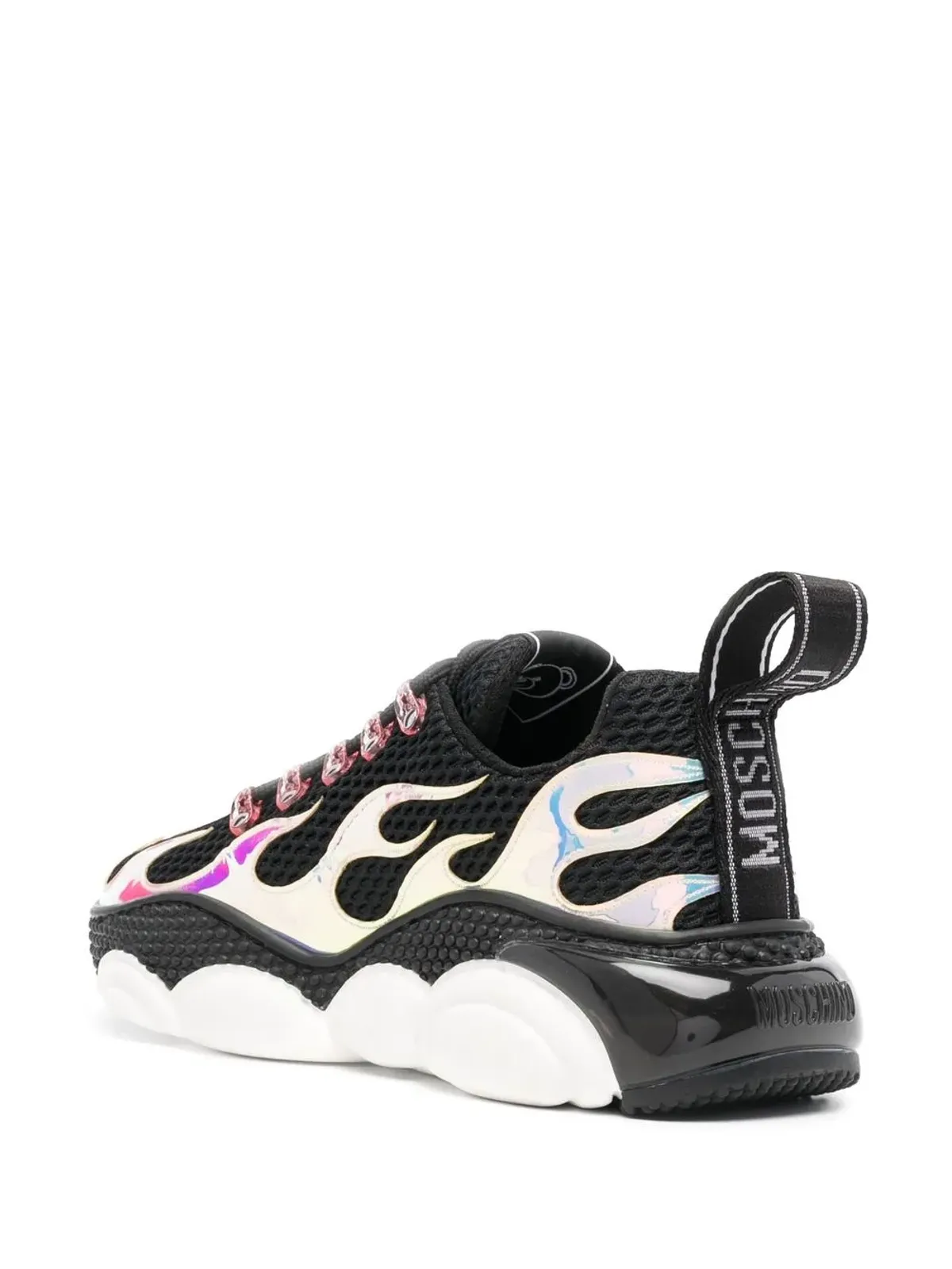 Moschino flame-effect lace-up sneakers - Black - 画像3