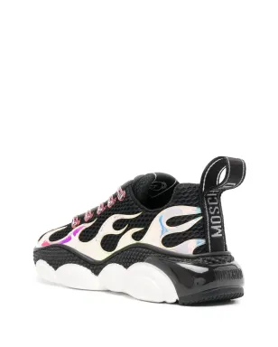 Moschino flame-effect lace-up sneakers - Black - サムネイル3